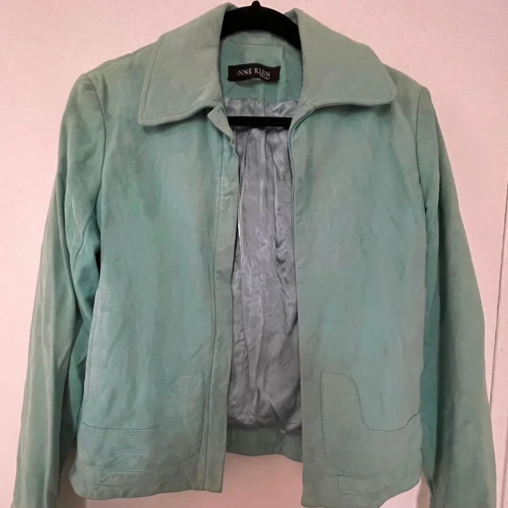 Anne Klein Suede Jacket, Blue - Picture 2 of 6